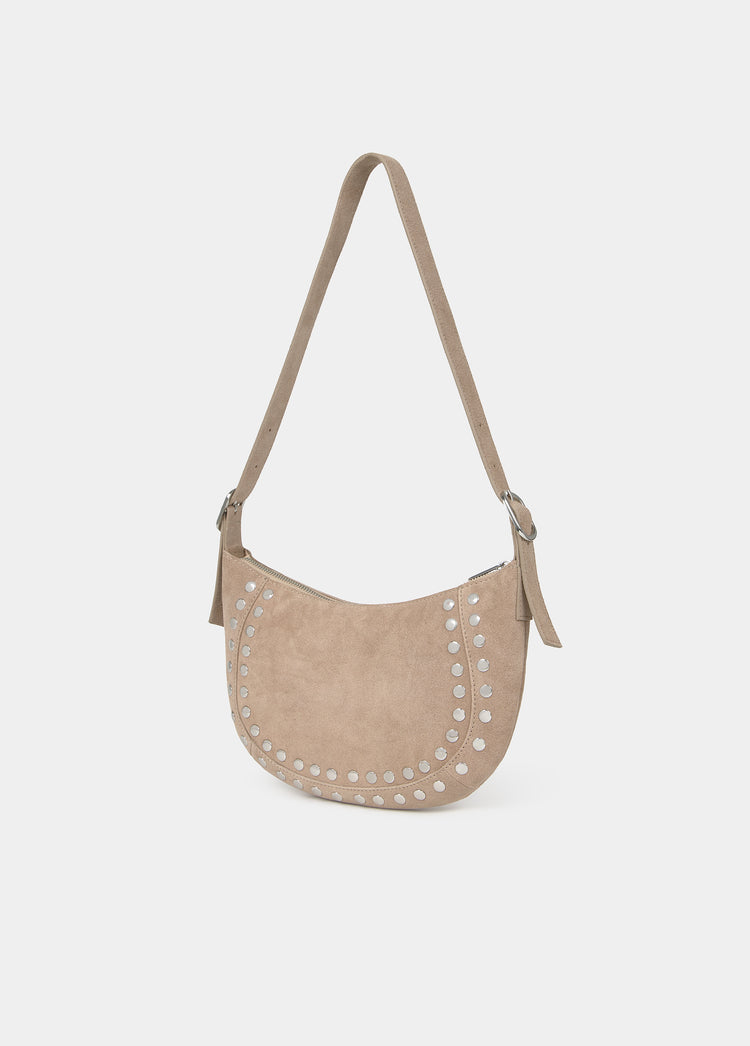Studded half-moon bag