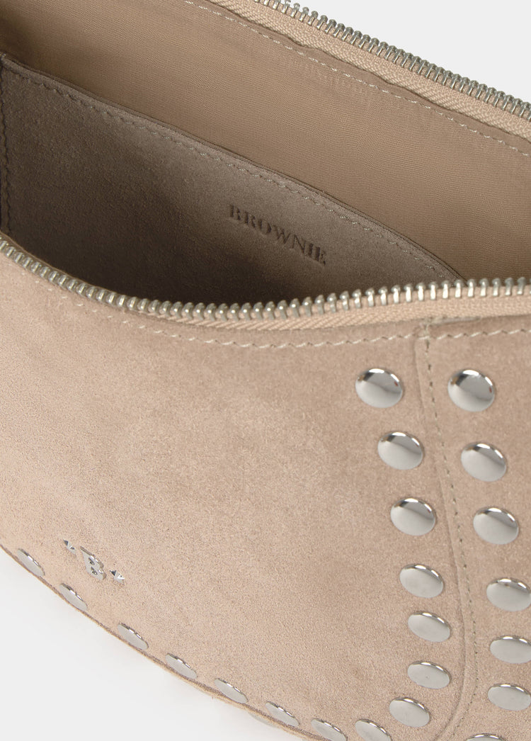Studded half-moon bag