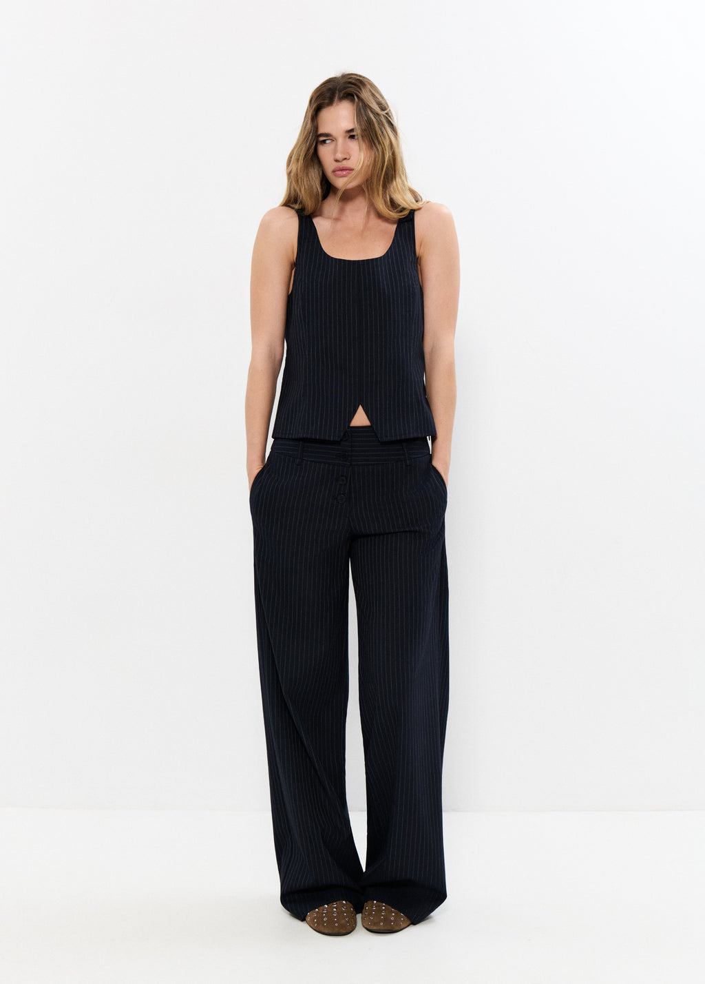 Pantalón cintura ancha rayas