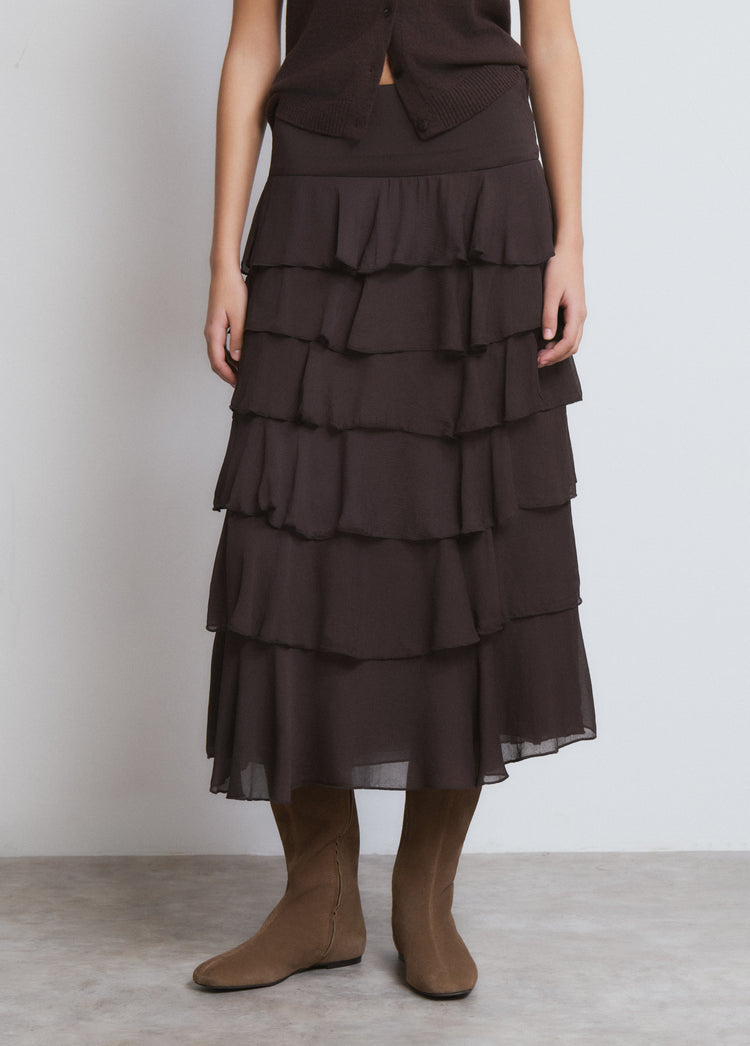 Midi skirt with ruffles