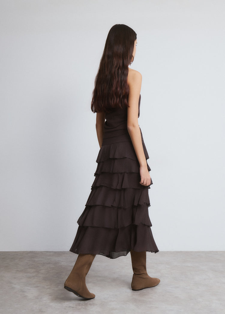 Midi skirt with ruffles