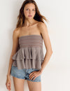 Smocked bandeau top with ruffles