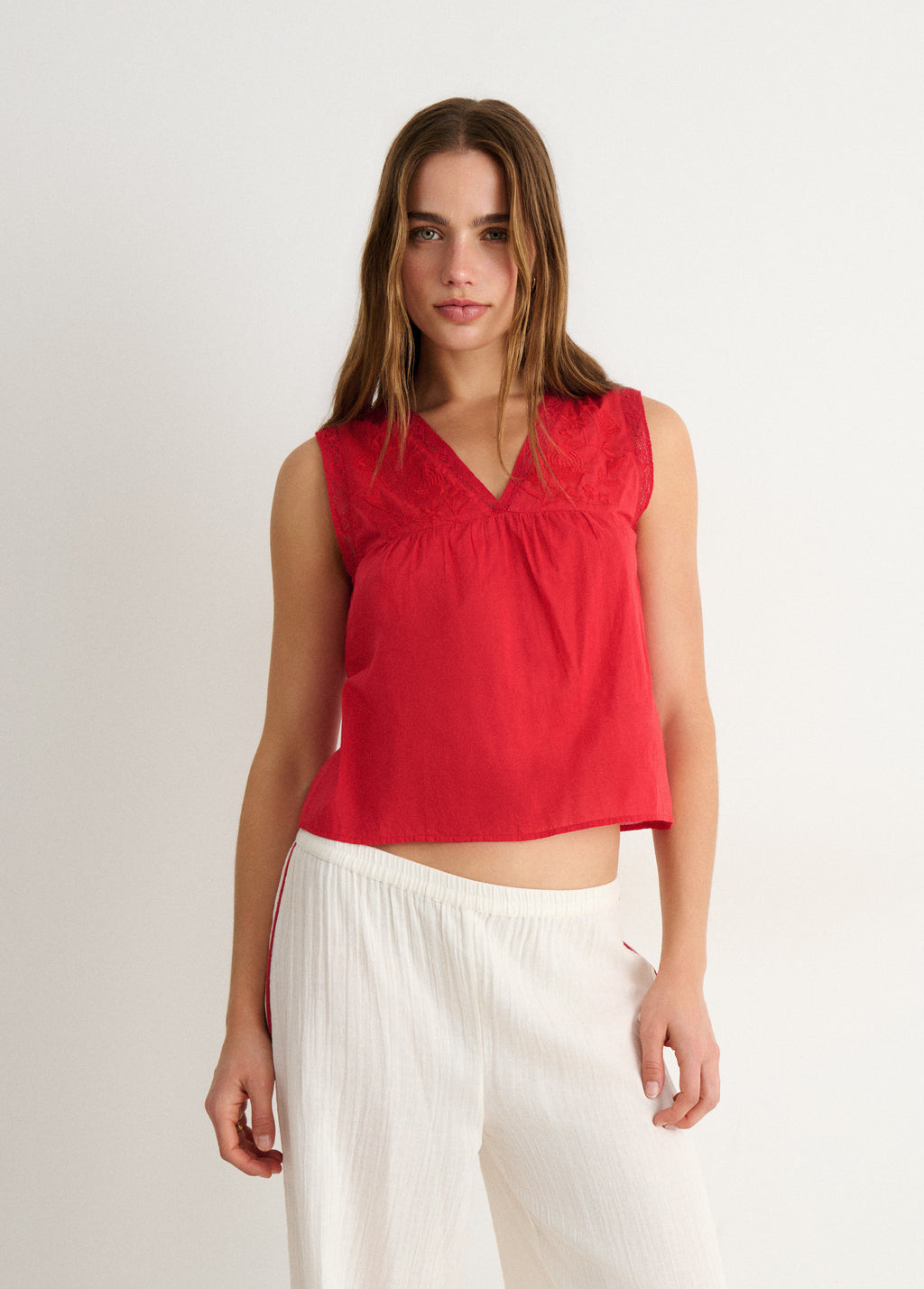 Lace strap blouse