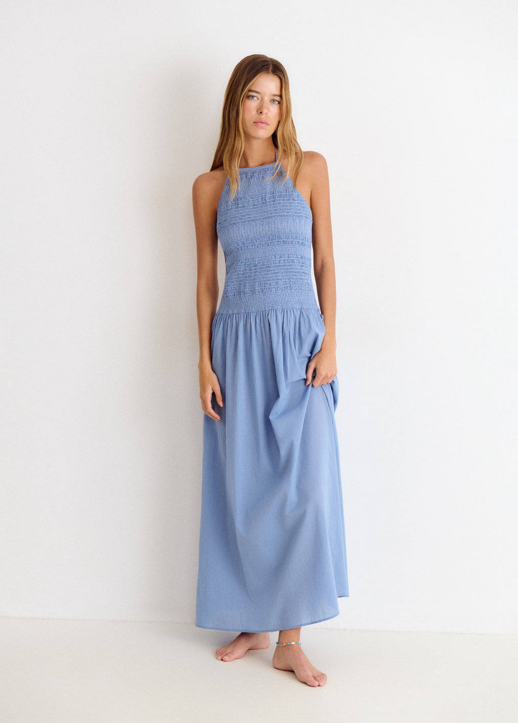 Vestido halter engomado
