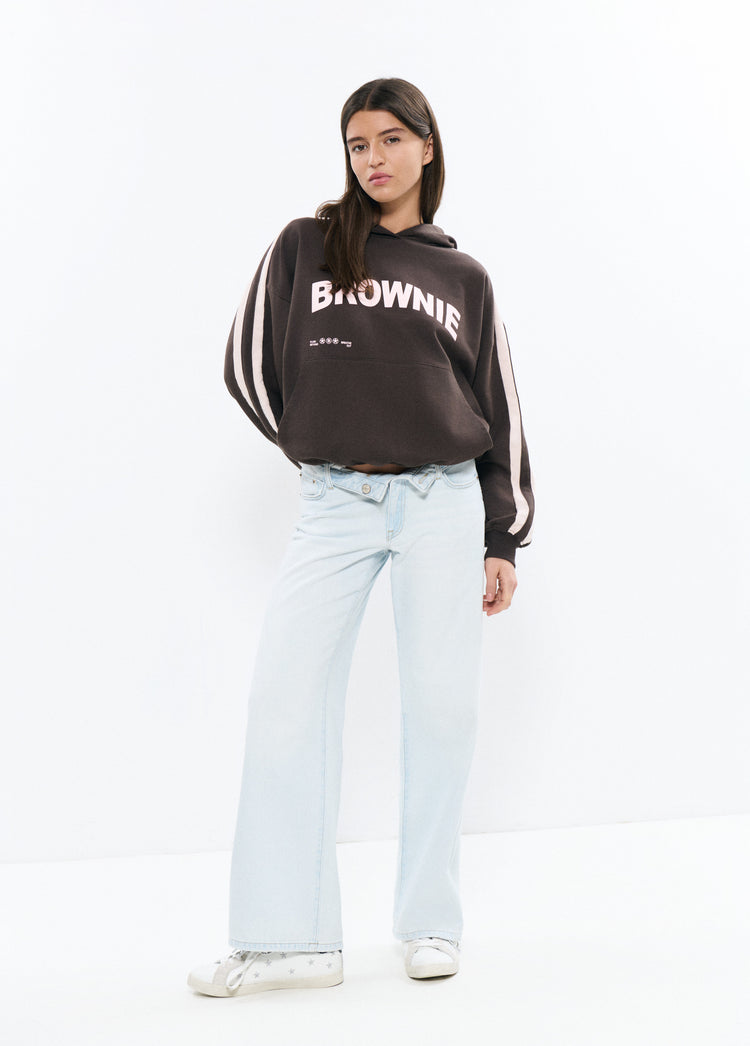 Jeans with turned waistband