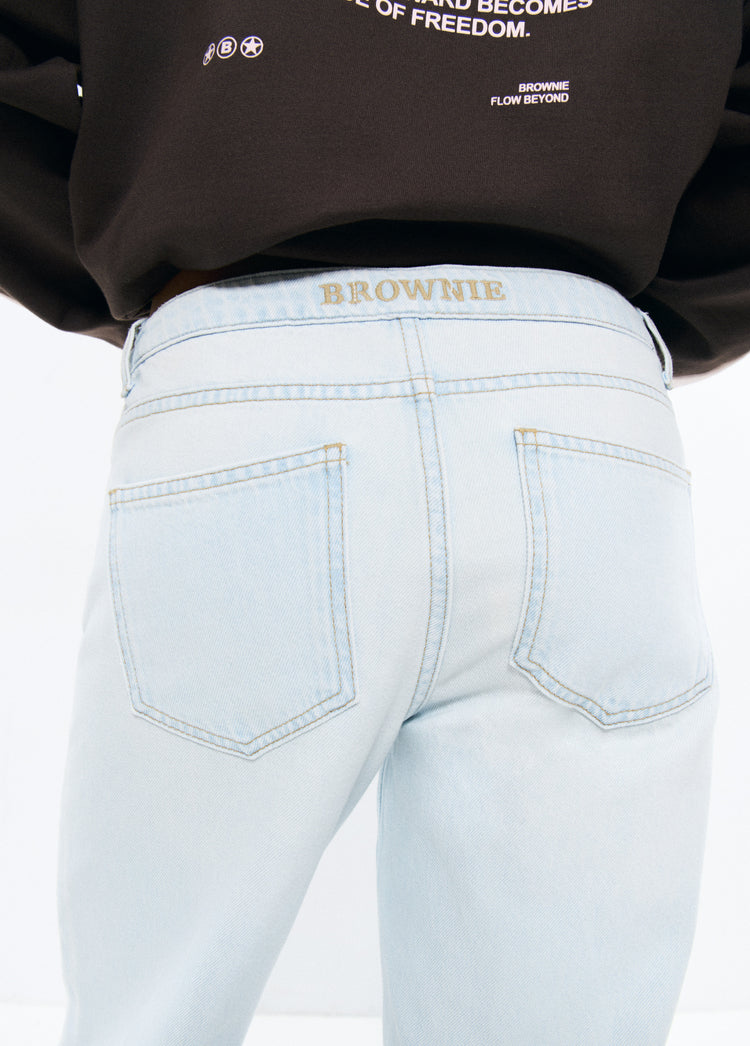 Jeans with turned waistband