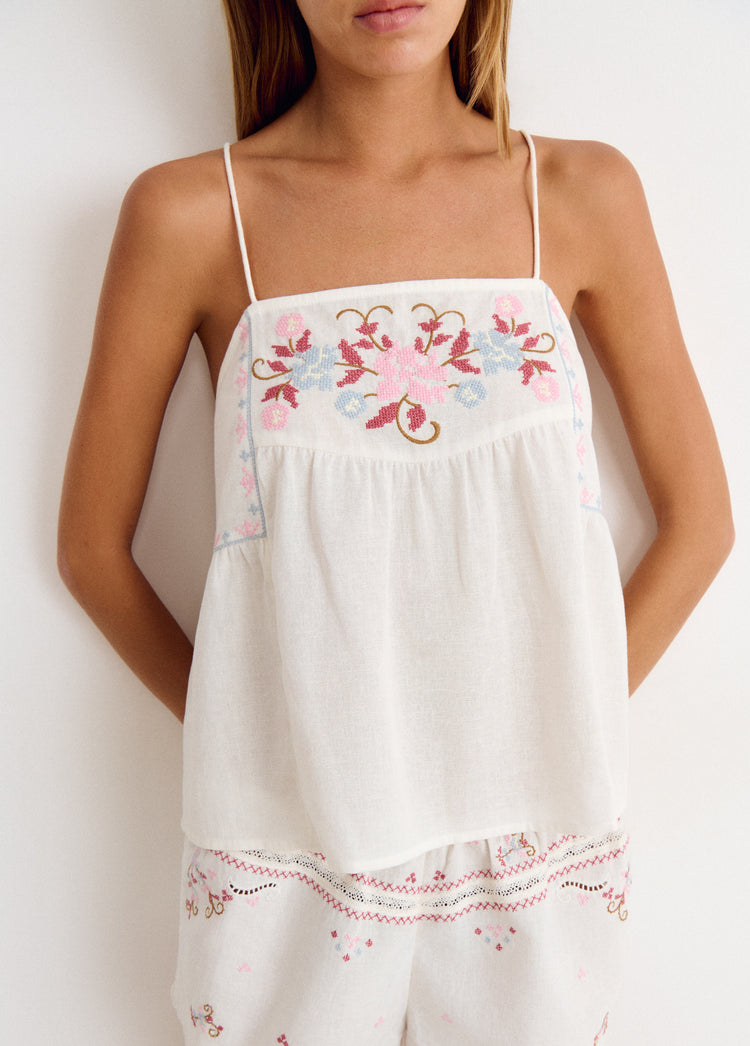 Cross-stitch strap top