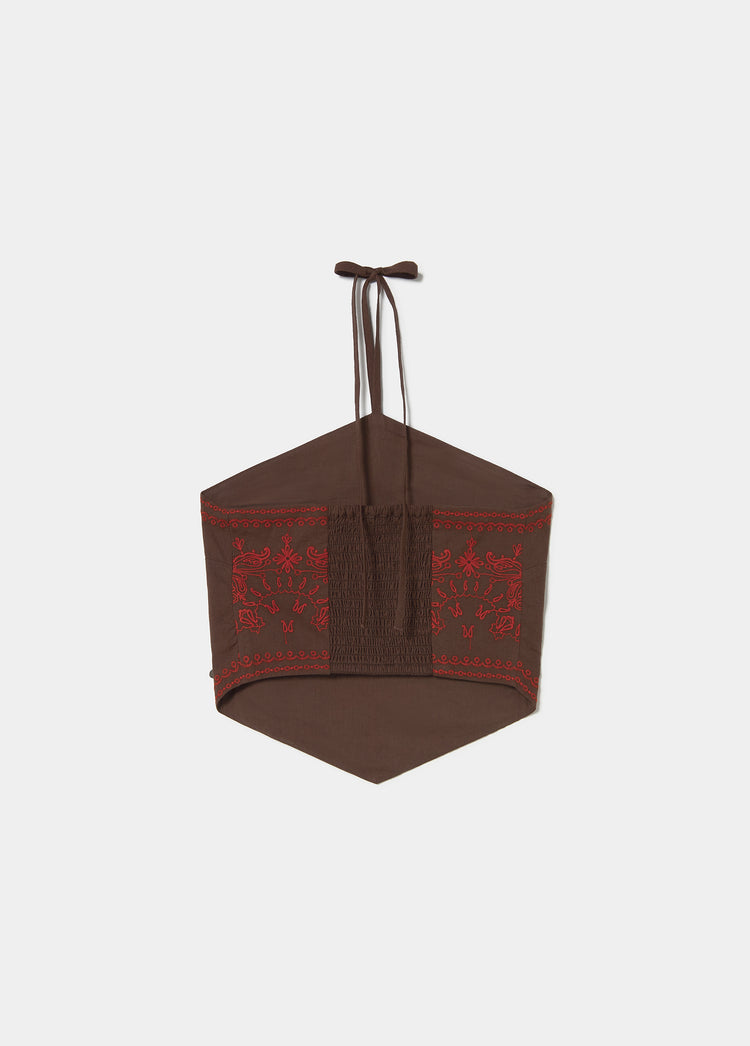 Contrast embroidered top