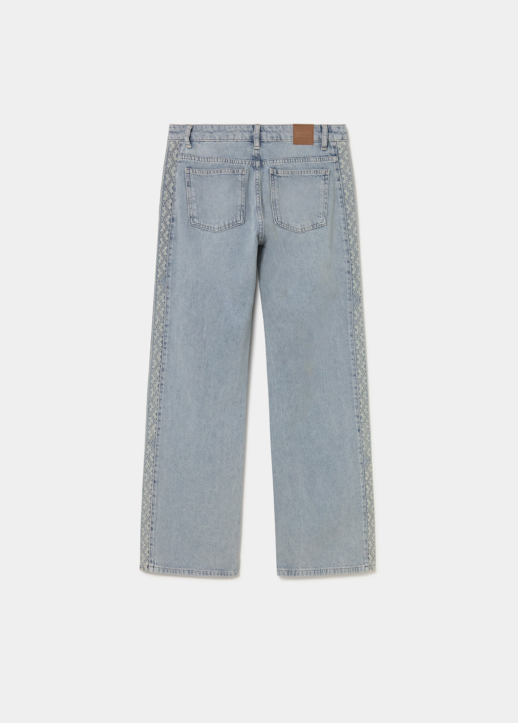Jeans with side cross stitch panel