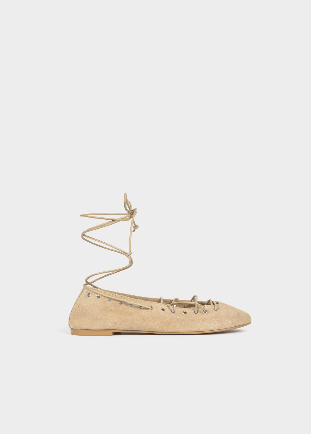 Eyelet ballerinas with tie straps