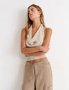Halter top met watervalhals