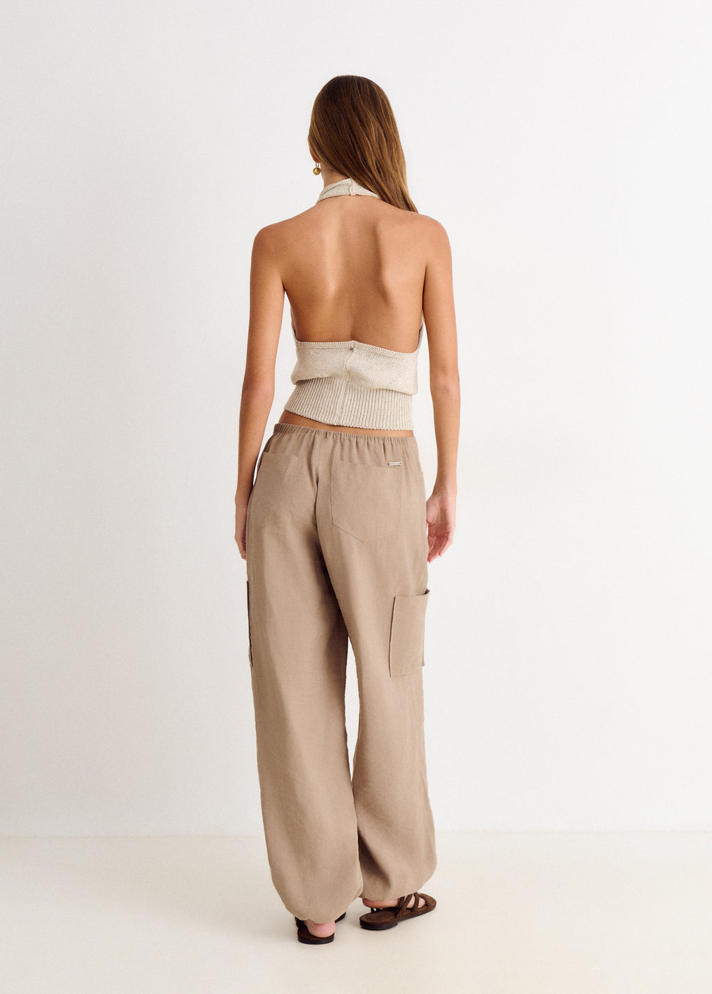 Halter top met watervalhals