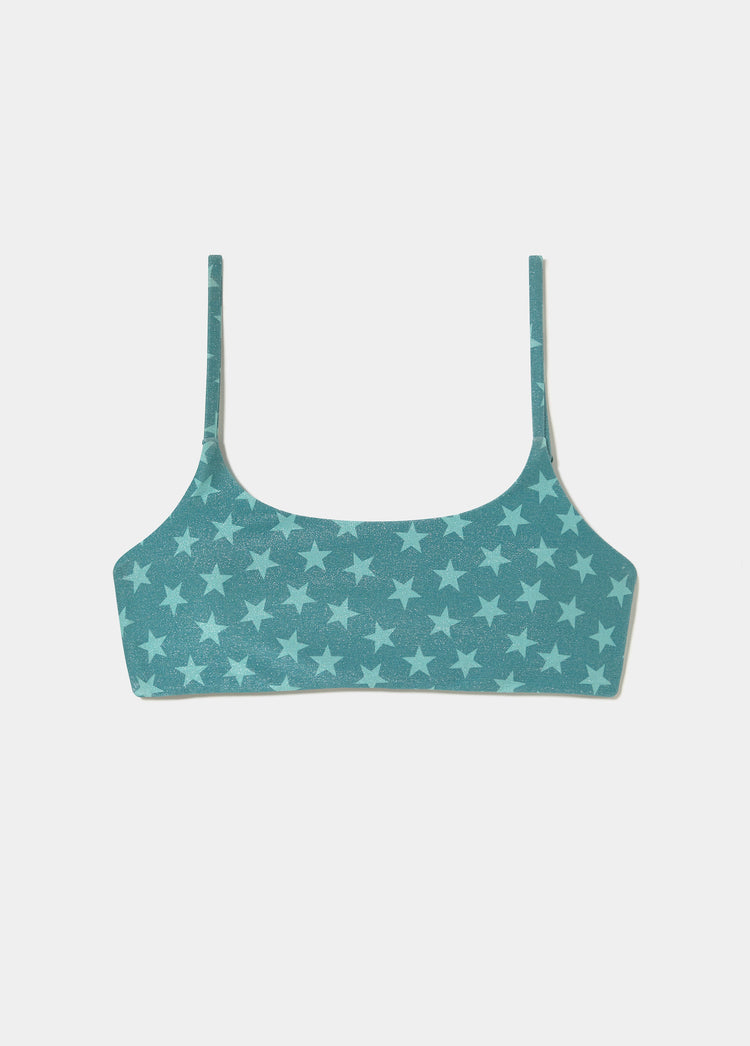 Bandeau strap top metallic thread stars