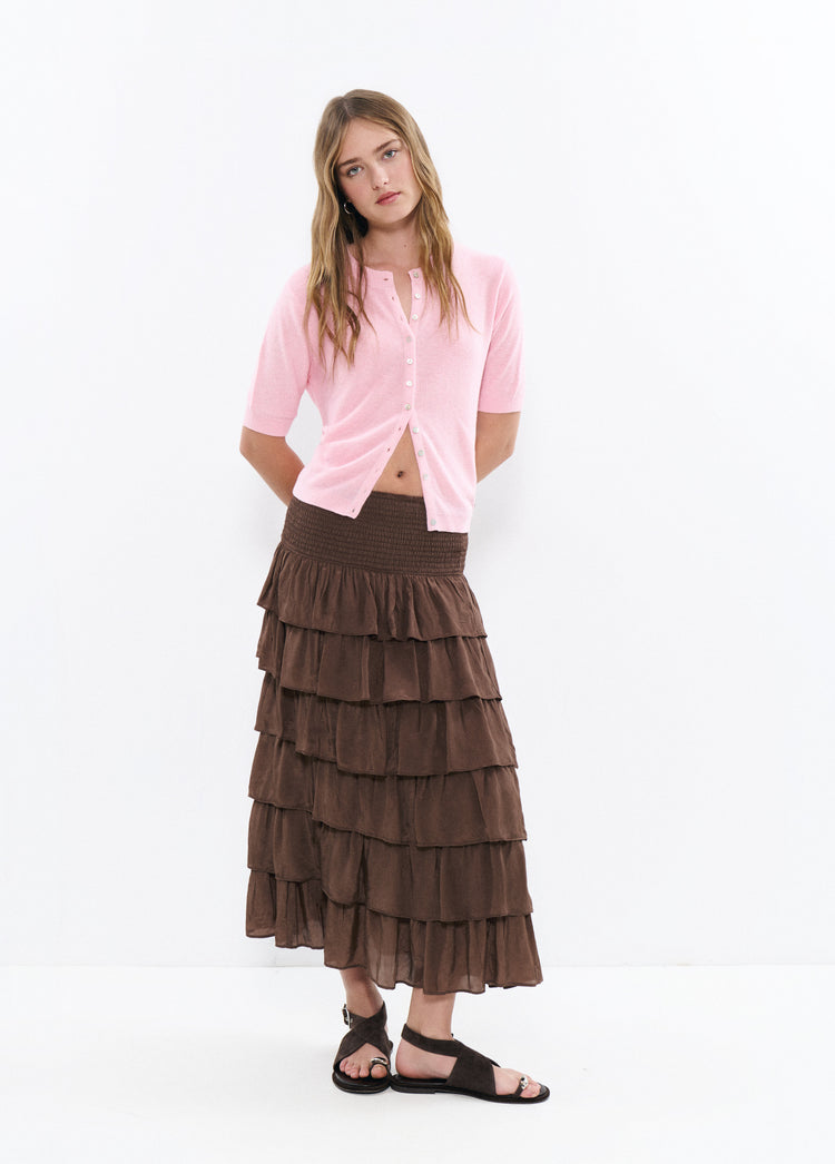 Short sleeve button knit jacket