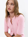 Short sleeve button knit jacket
