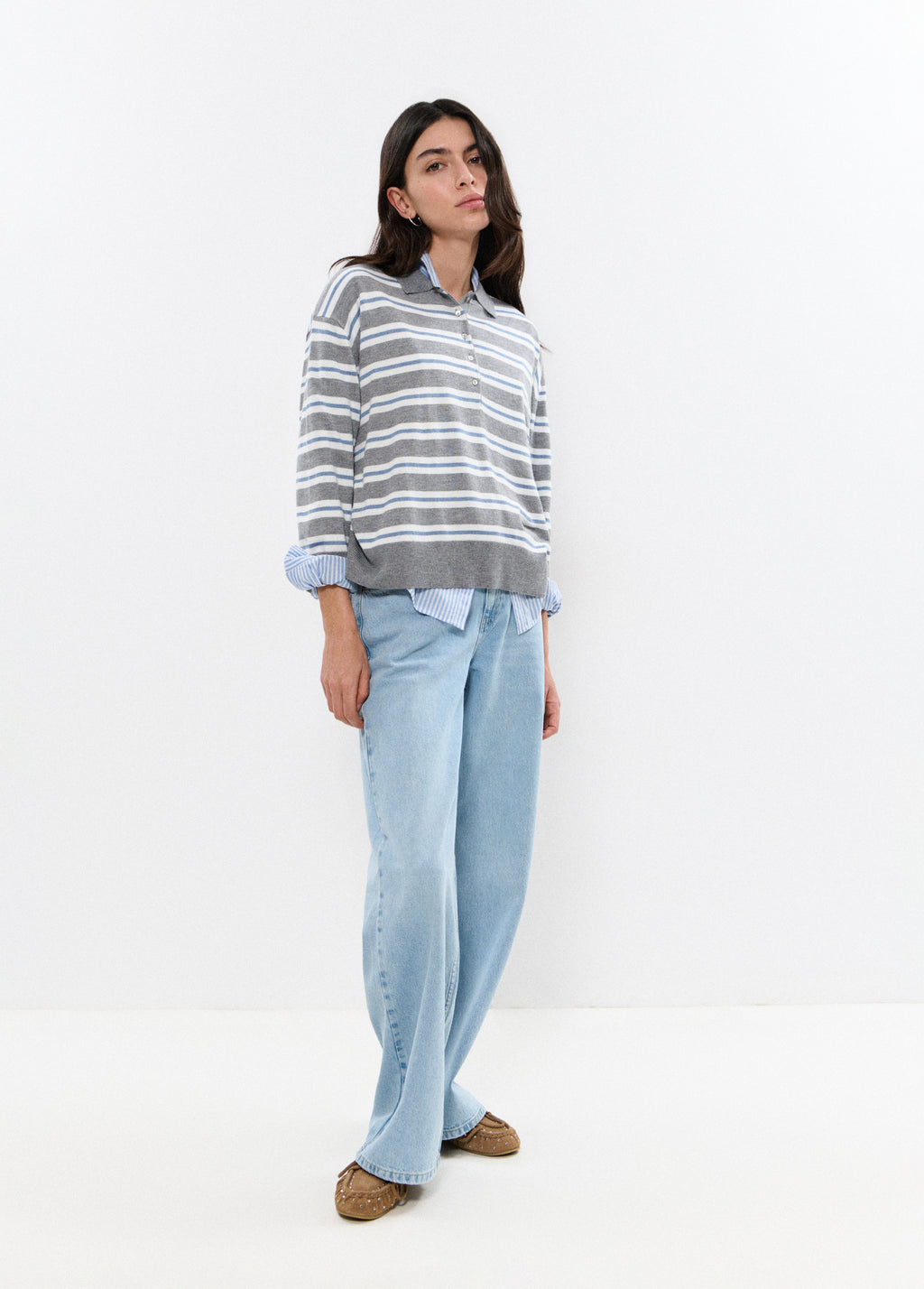 Striped polo sweater