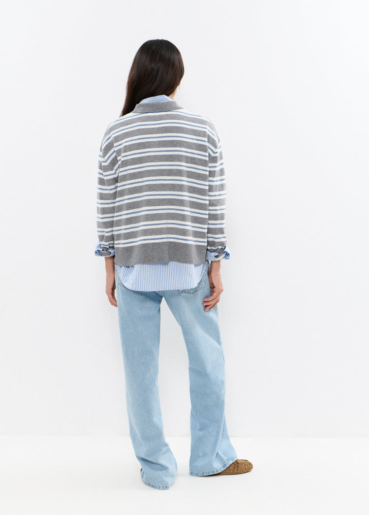 Striped polo sweater