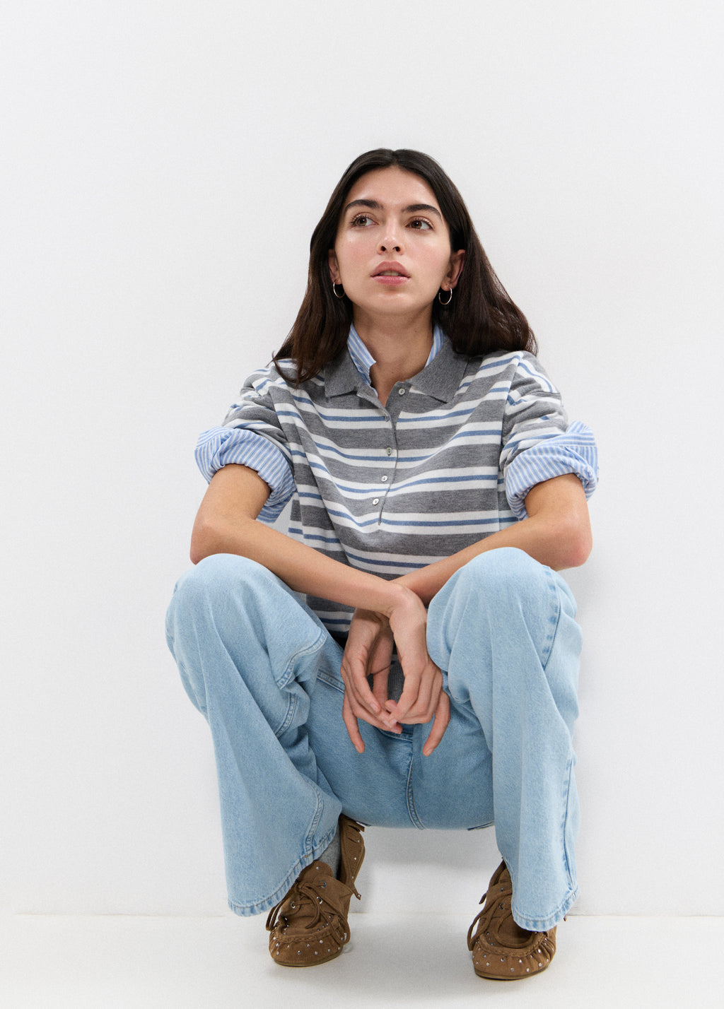 Striped polo sweater