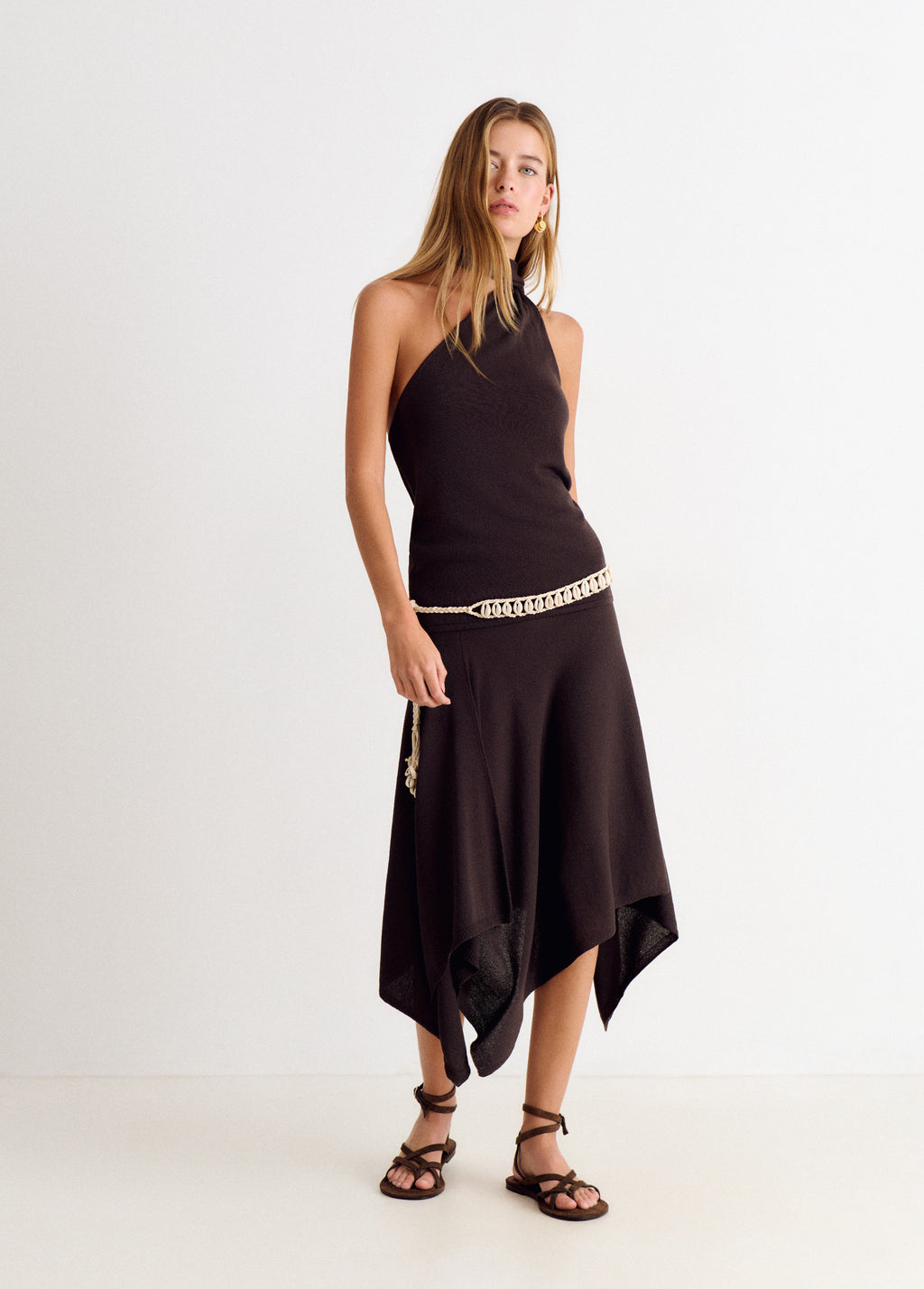 Pointed knit skirt