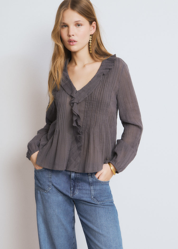 Lurex smock blouse