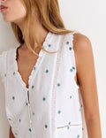 Blouse met dubbele stof en borduursels