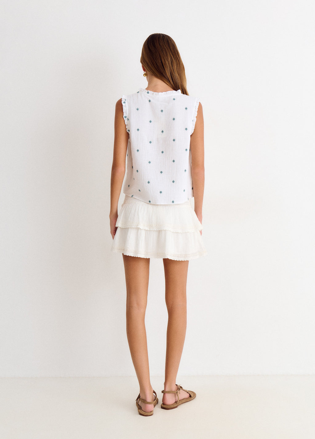 Double-layer blouse with embroidery