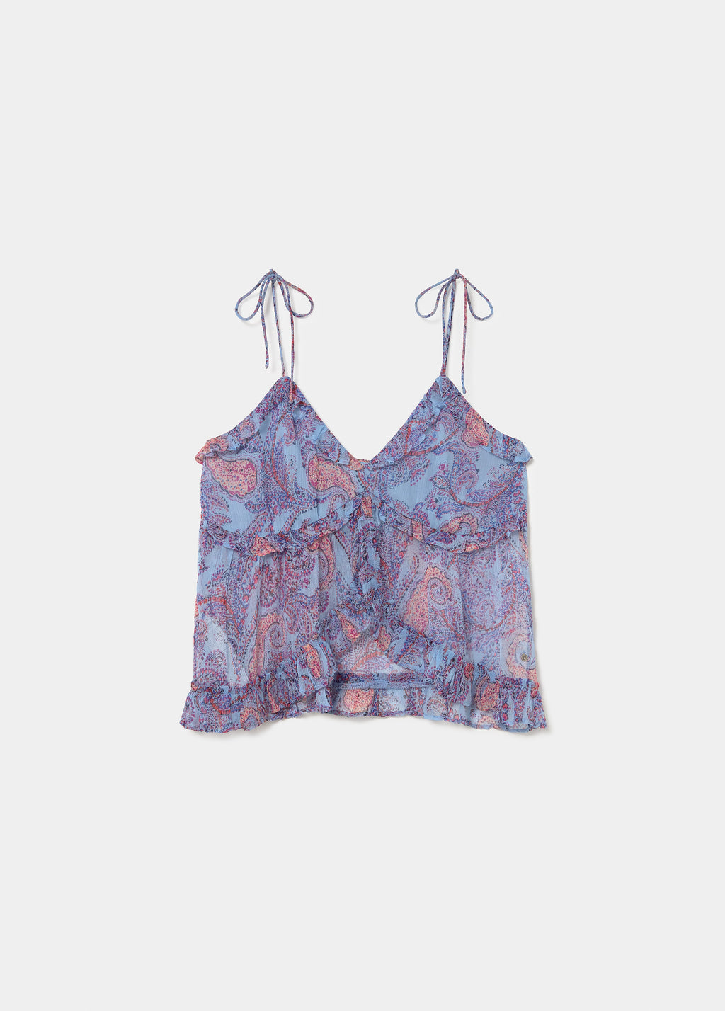 Printed top with ruffles