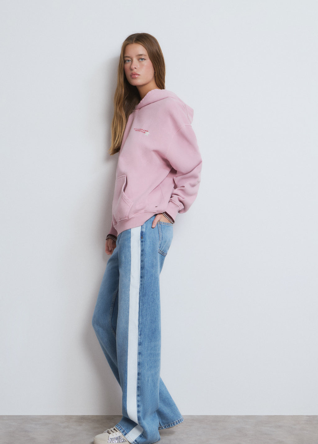 Straight jeans with side stripe