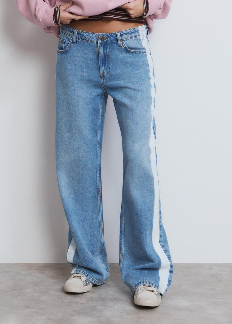 Rechte jeans met zijband
