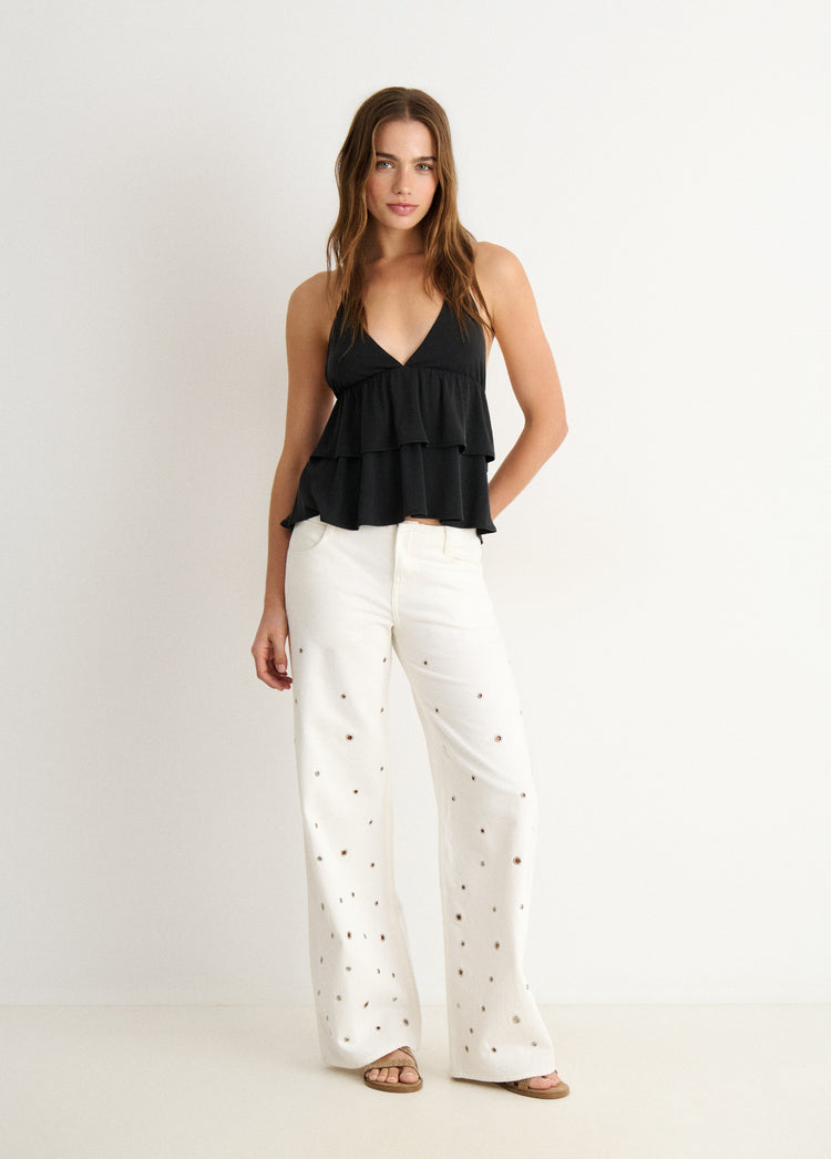 Broek met eyelets allover