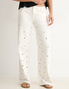 Allover eyelet pants