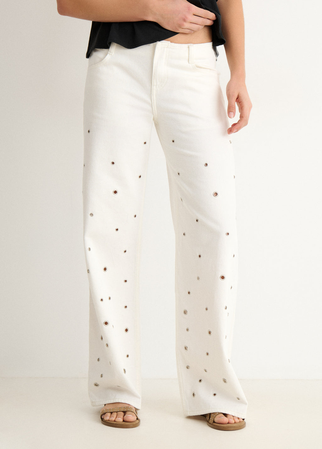 Allover eyelet pants