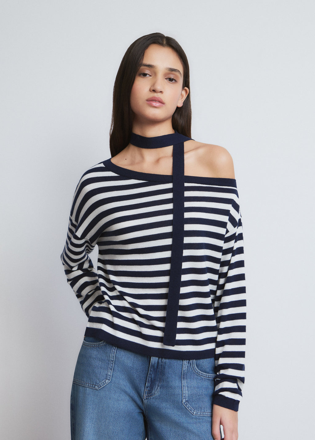Jersey asimétrico rayas choker
