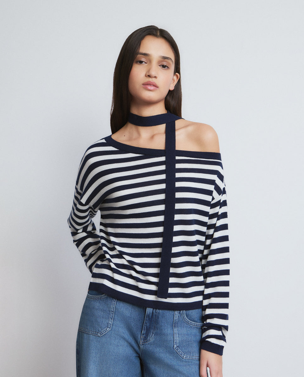 Jersey asimétrico rayas choker