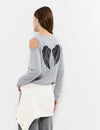 Shoulder cut-out sweater with back wings