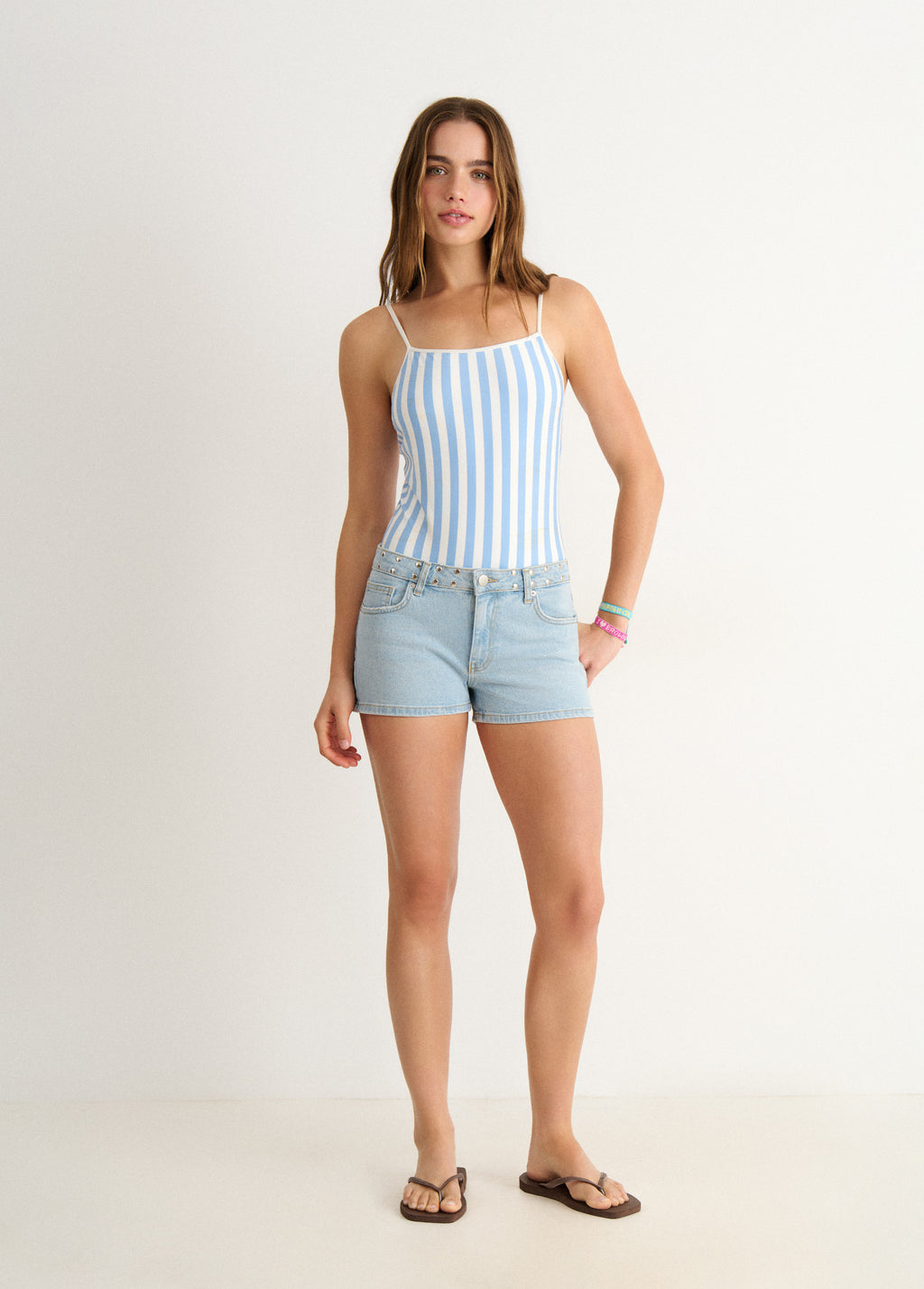 Striped swimsuit with Brownie embroidery