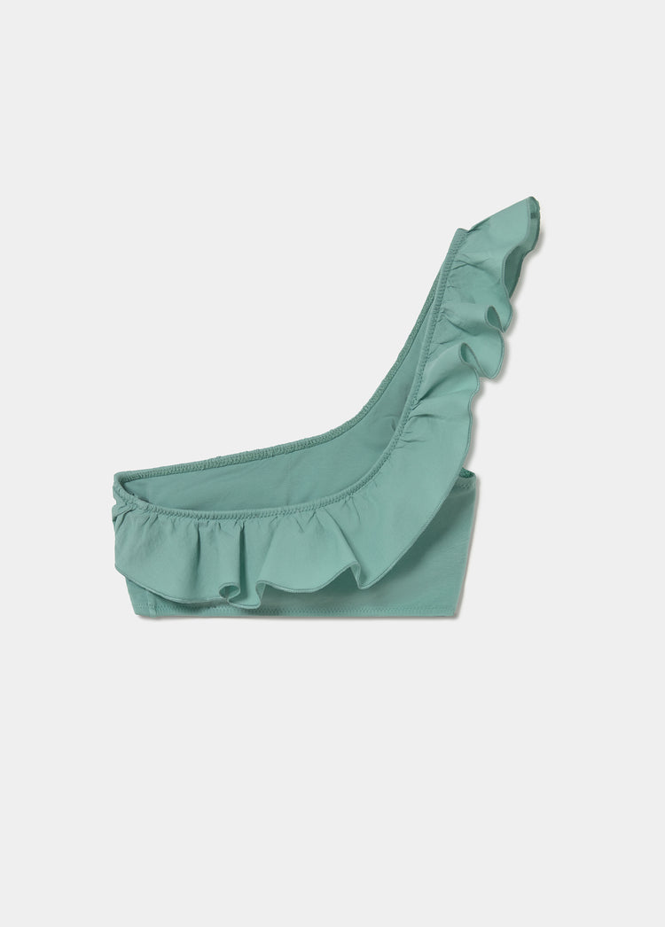 Asymmetrical ruffle bikini top