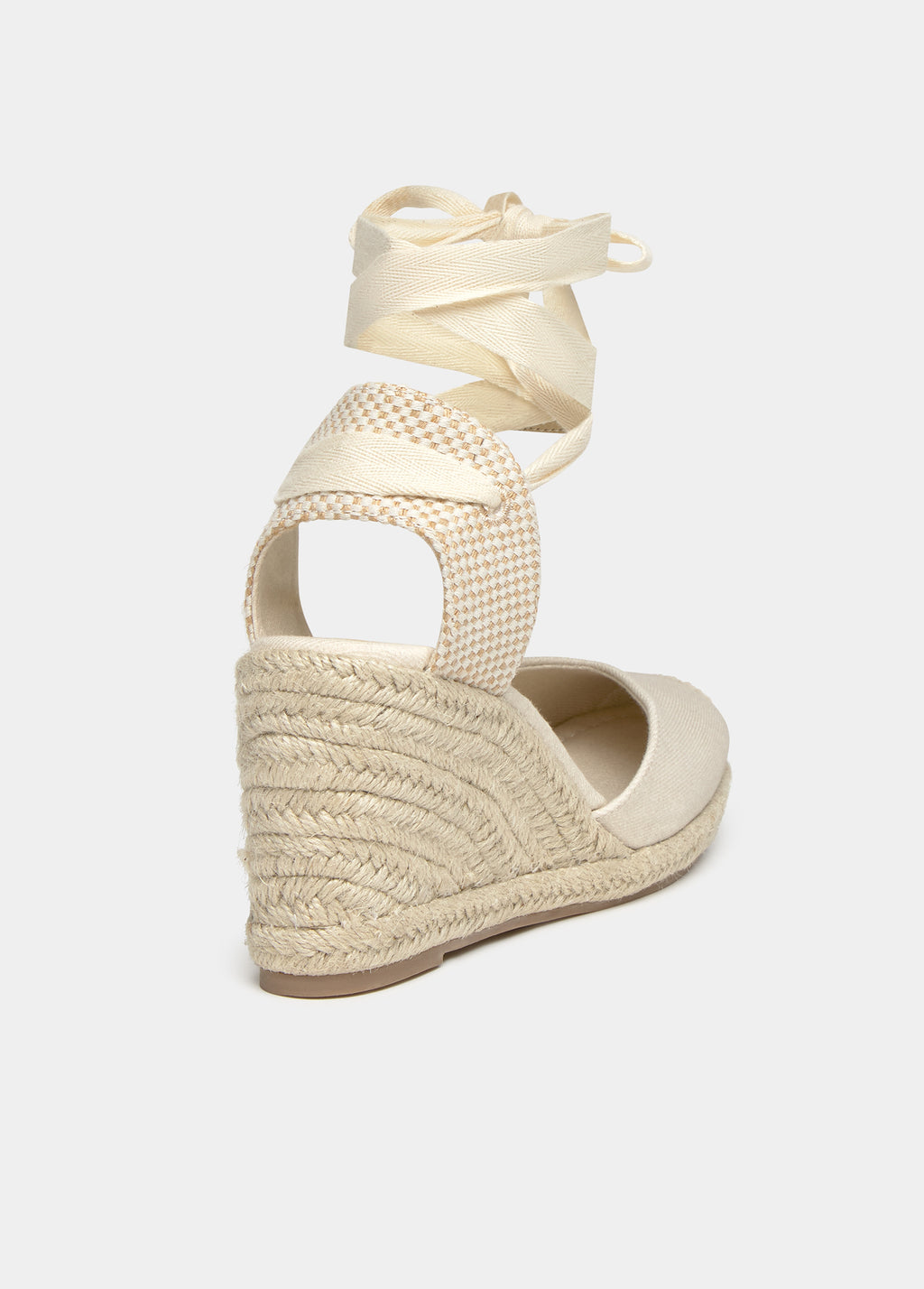 Sandaal met sleehak van jute