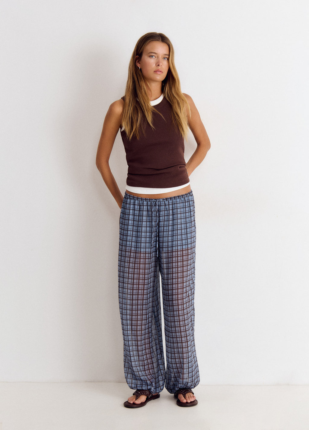 Plaid harem pants