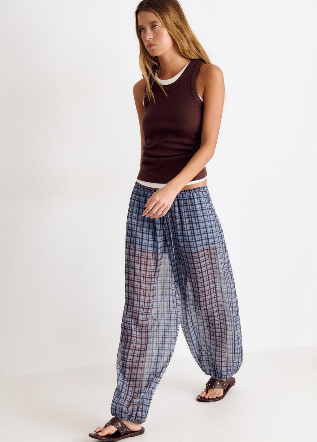 Plaid harem pants