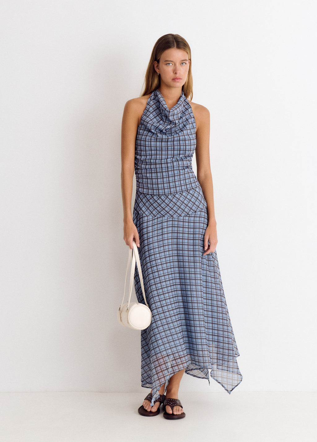 Draped checkered dress
