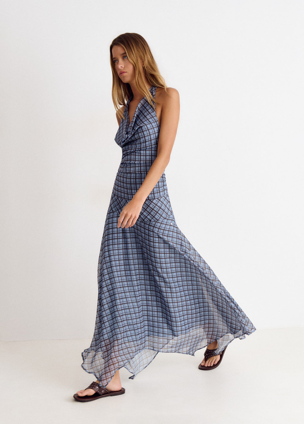 Draped checkered dress