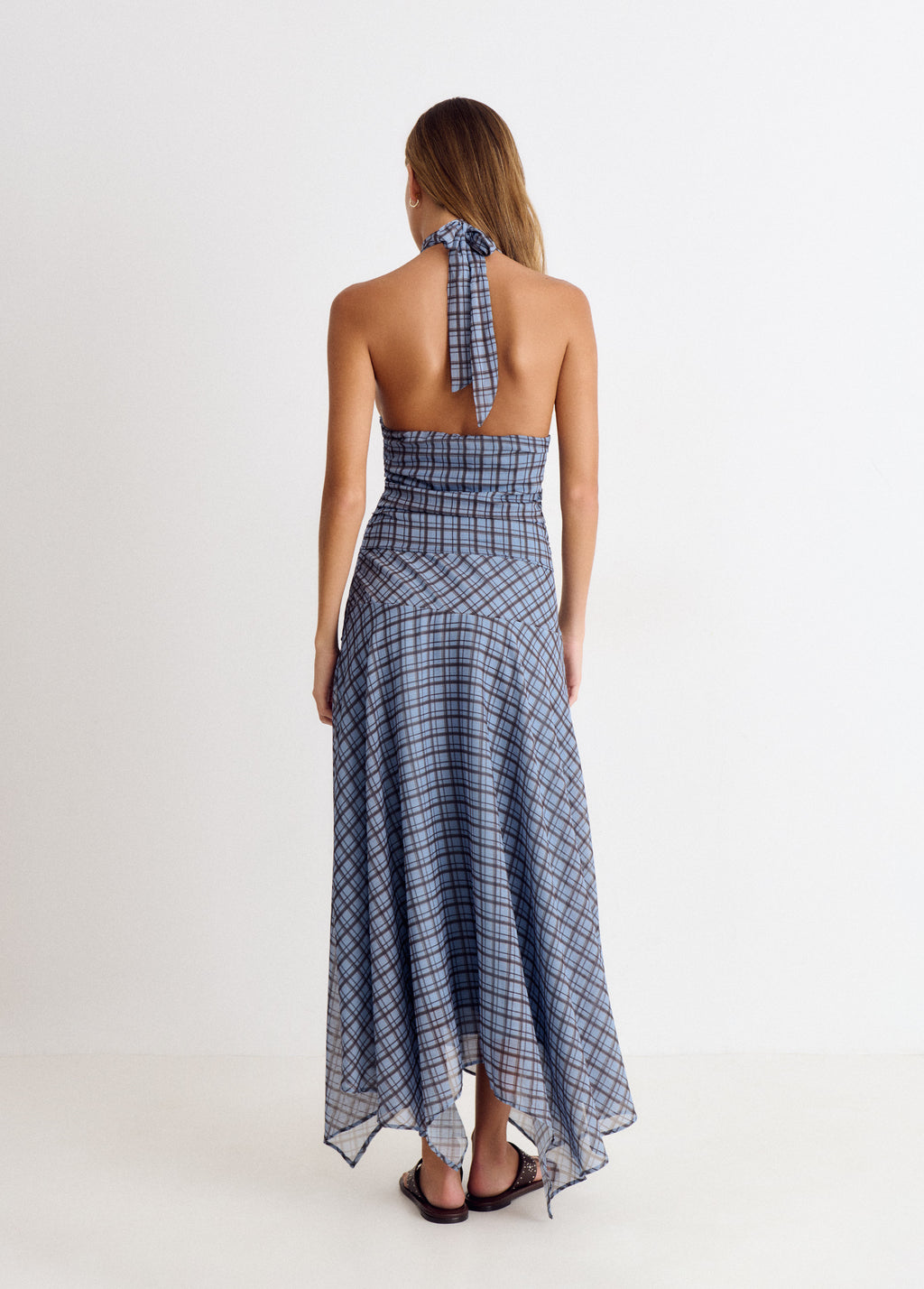 Draped checkered dress
