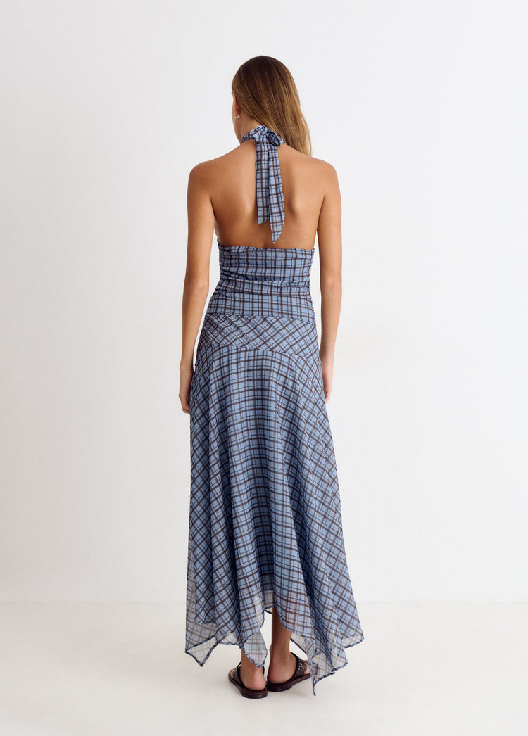 Vestido cuadros drapeado