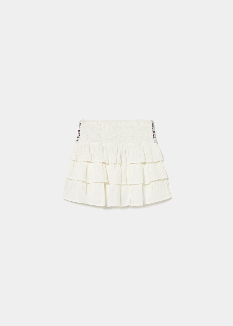 Printed skirt with beaded waist detail