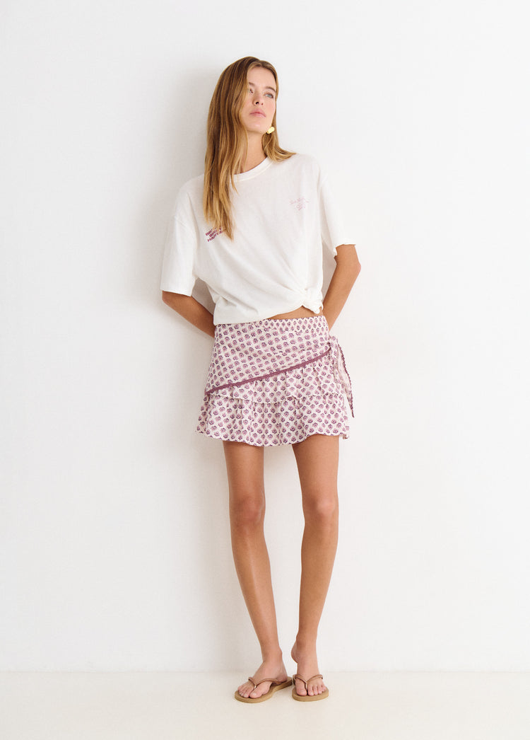 Short scarf-print skirt