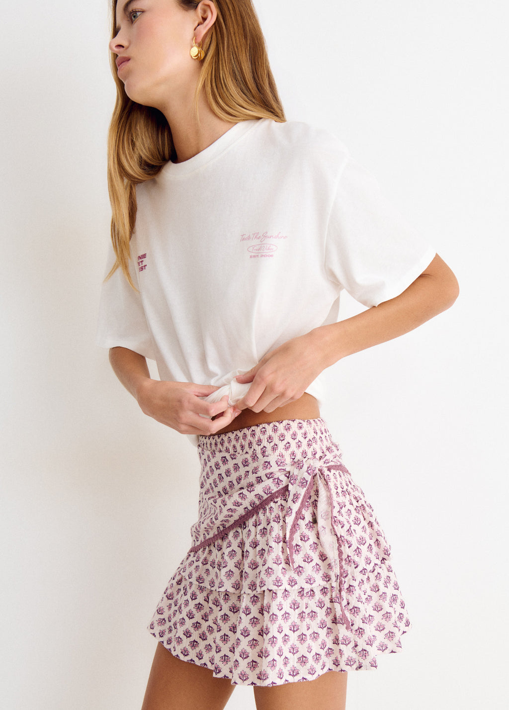 Kurzer Rock mit Tuch-Print