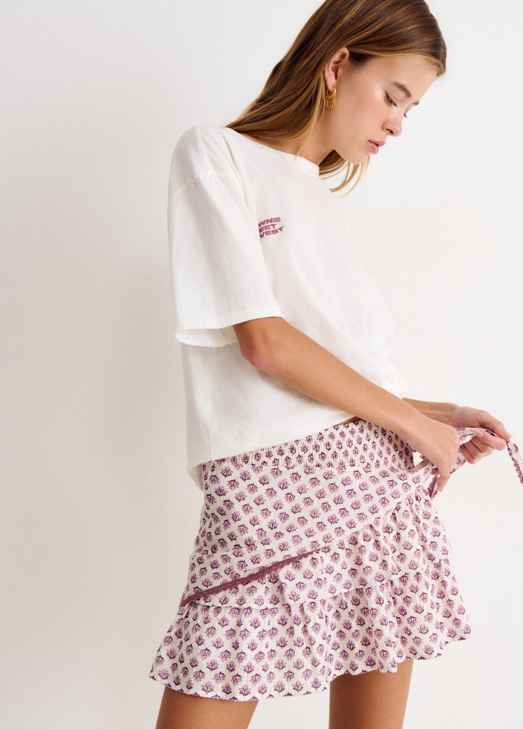 Kurzer Rock mit Tuch-Print