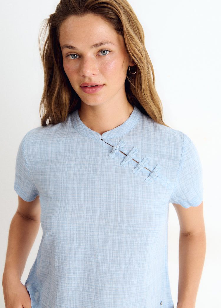 Blusa detalle japonés cuadros
