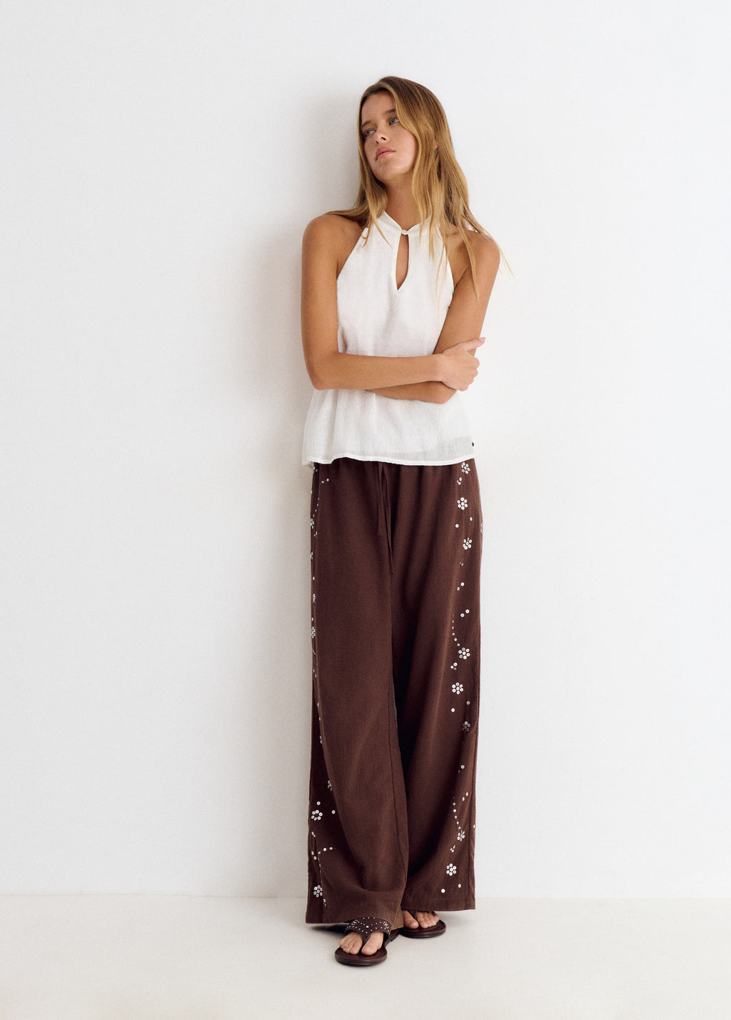 Halter top with open back